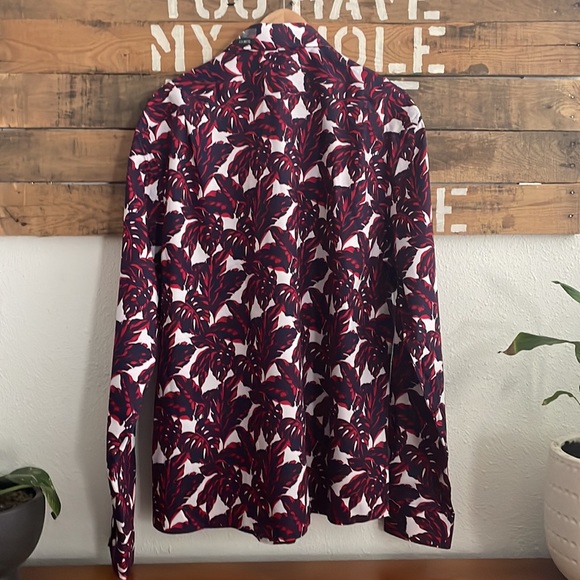 Tommy Hilfiger Navy Red Hawaiian luau Print Long Sleeve Button Down Dress Shirt - Picture 6 of 7